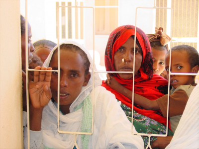 Eritrean mothers and children at clinic
