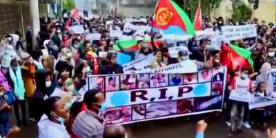 Eritrean refugees demonstrate in Addis