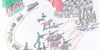 Sudan Children draw the violence they have experienced